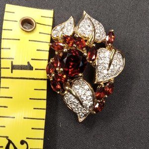 925 Sterling Silver, Fancy Garnet & Sapphire Two Tone Vermeil Coated Slider Pend